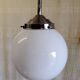 Suspension Art-déco globe opaline - mid. XXeme