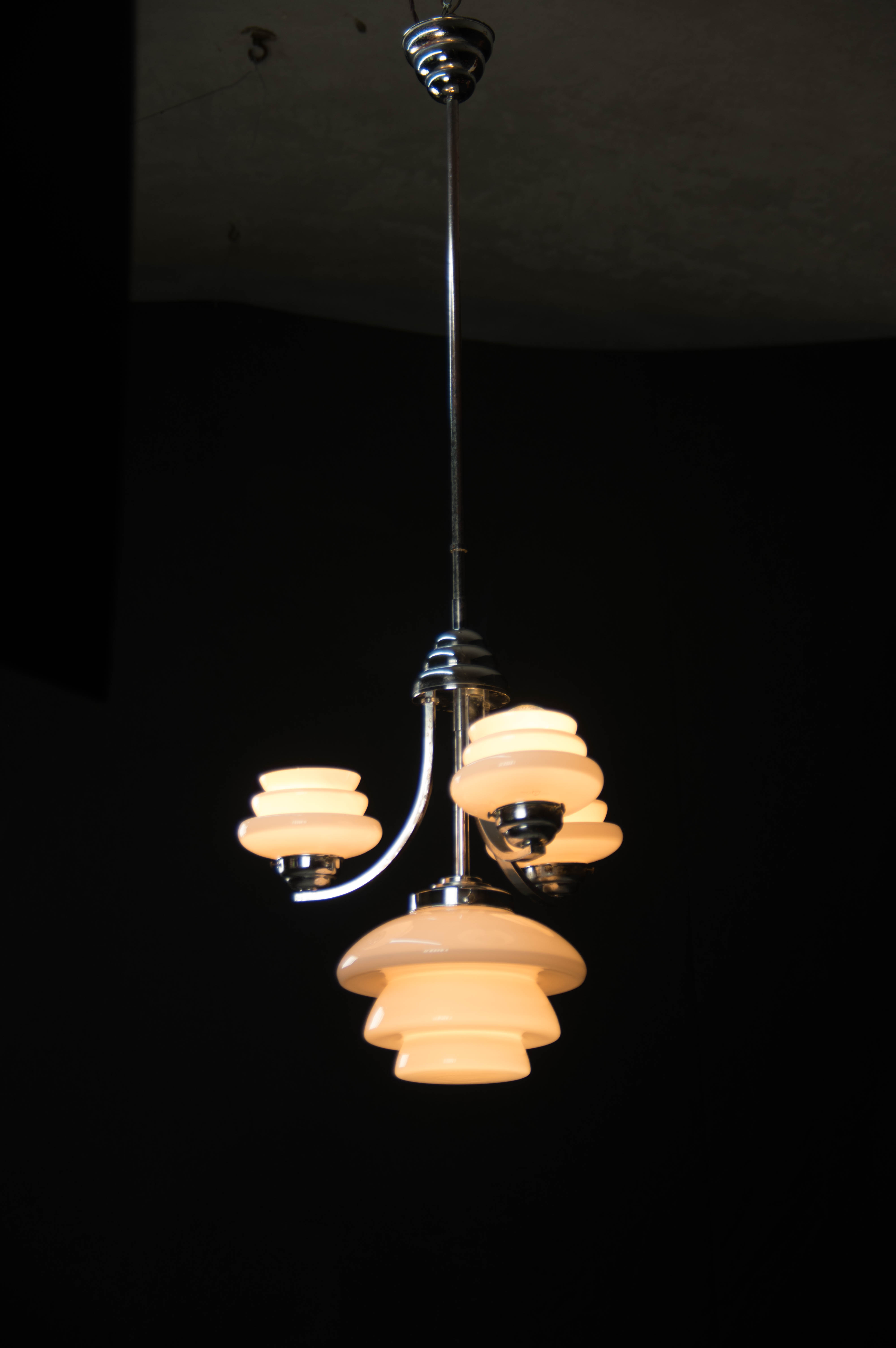 Pink art deco chandelier, 1930s