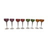 Série de 8 verres liqueur en cristal coloré