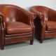 Vintage Dutch cognac leather club chair, 1970s, set of 2