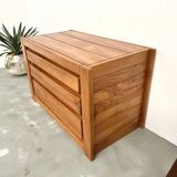 Commode en orme massif, Maison Regain, circa 1970