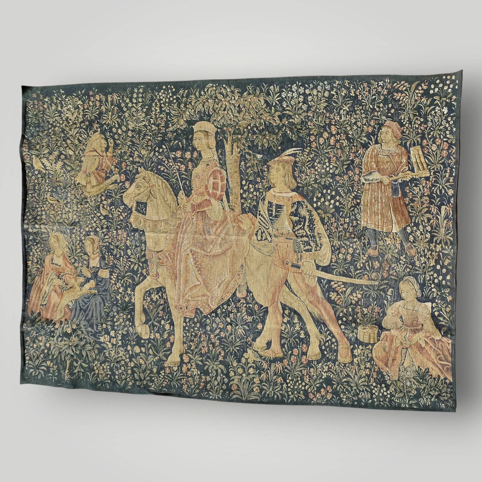 Noble Amazon Museum Tapestry, Hand-Printed Medieval Motif