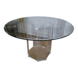 70s beveled glass and plexiglass table