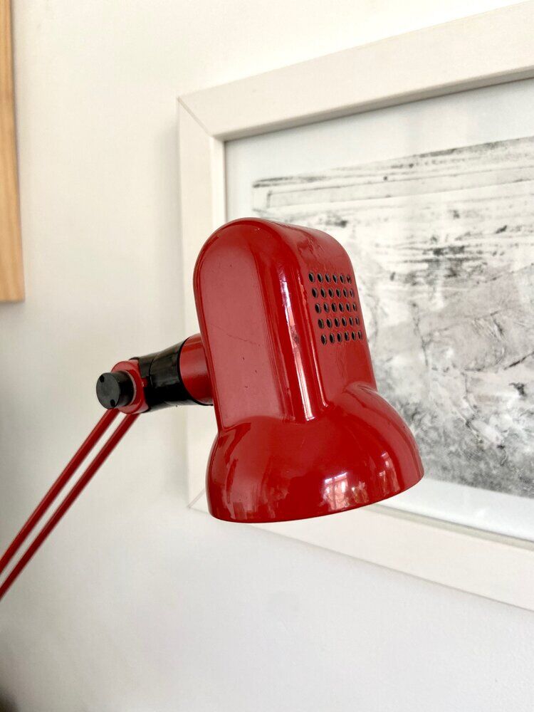 Red metal desk lamp
