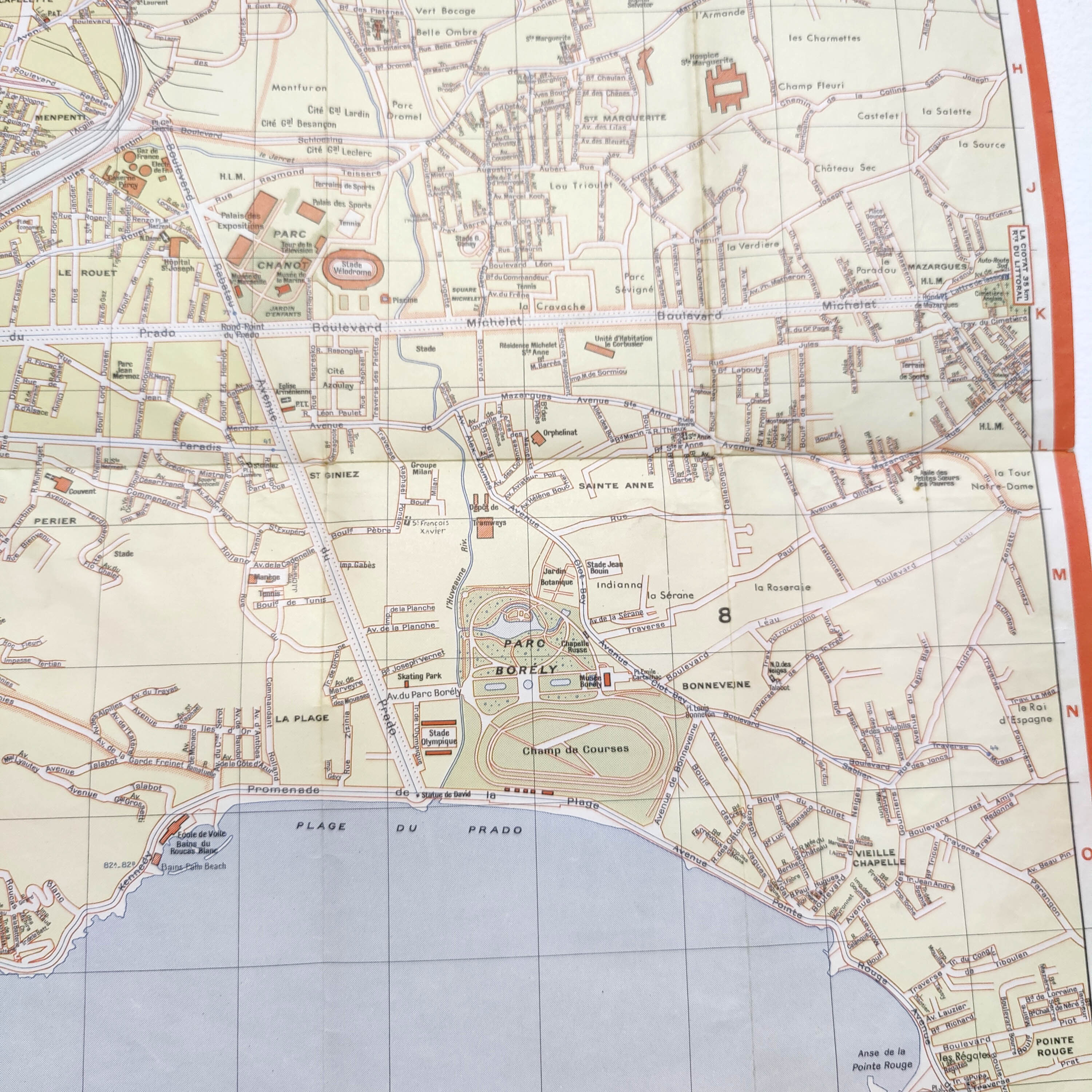 Vintage map of Marseille 1970