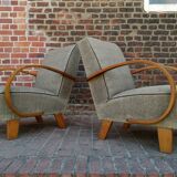 Pair of armchairs by Jindrich Halabala for Thonet 1950. Art deco