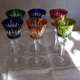 6 verres Baccarat Modèle Piccadilly en cristal doublé de couleurs