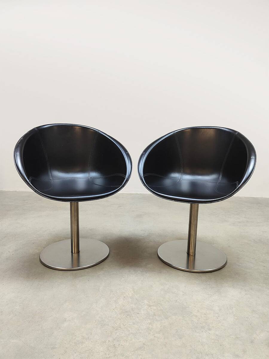 Vintage Italian design swivel dining chairs 'Mad men style'