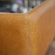 black leather and glass coffee table, vintage design