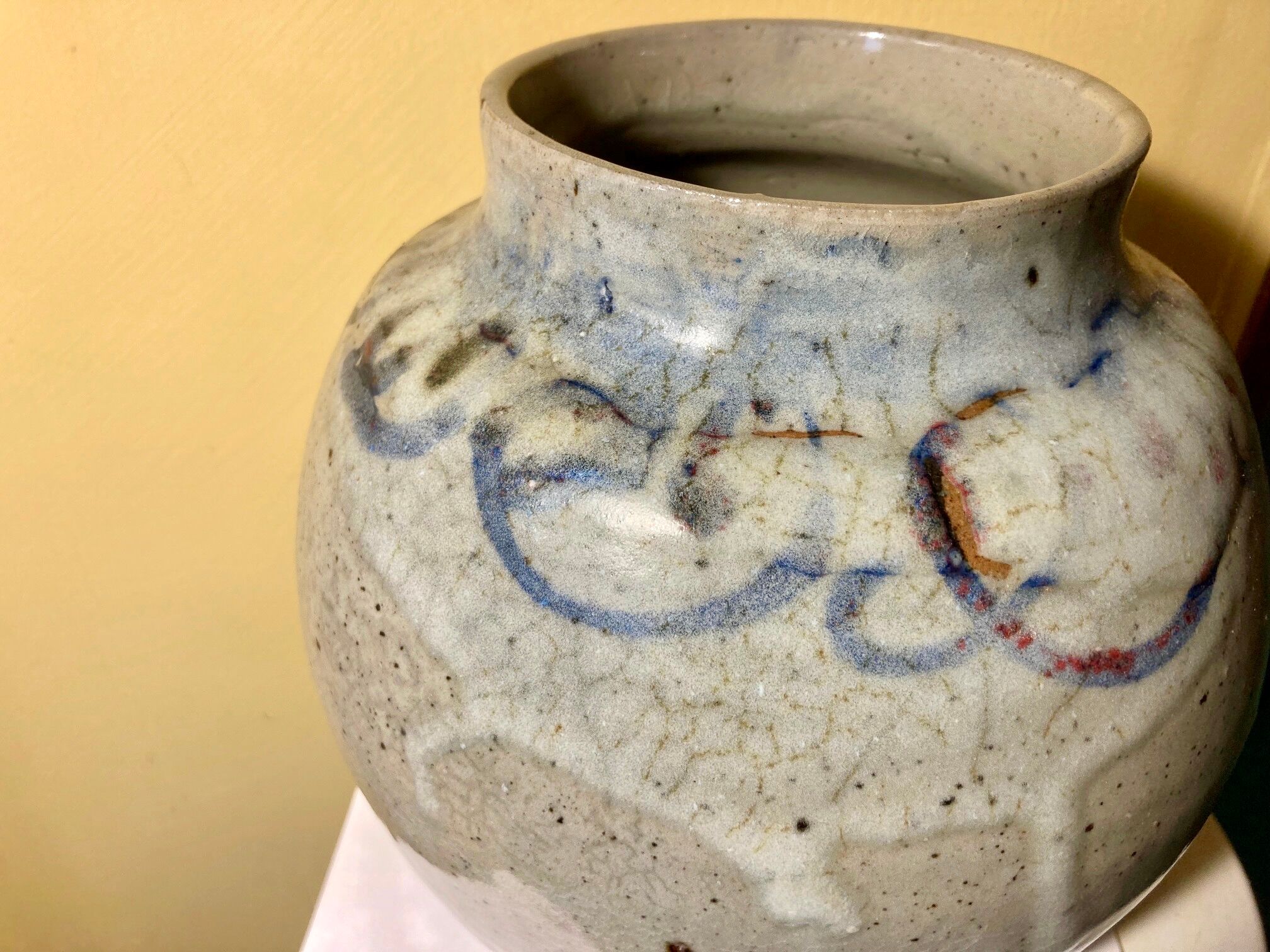 Vase pensu , enamelled ceramic, marking to be identified n°3 bis vintage