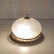 Golden brass ceiling light with diamond-shaped moulded glass - 1980s