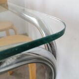 Table in metal chrome and glass 1970