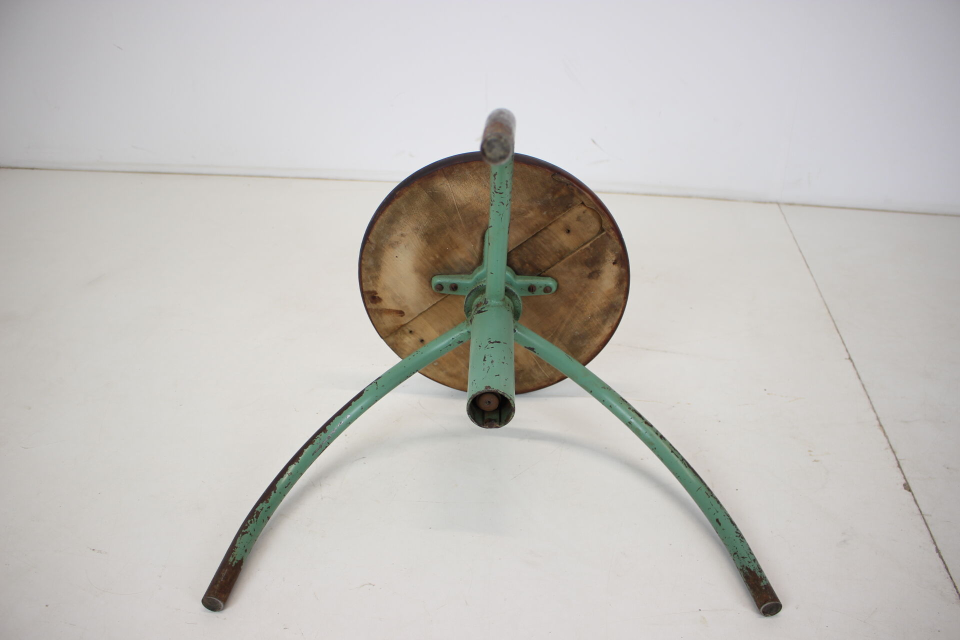 Vintage adjustable industrial stool with patina, 1950s