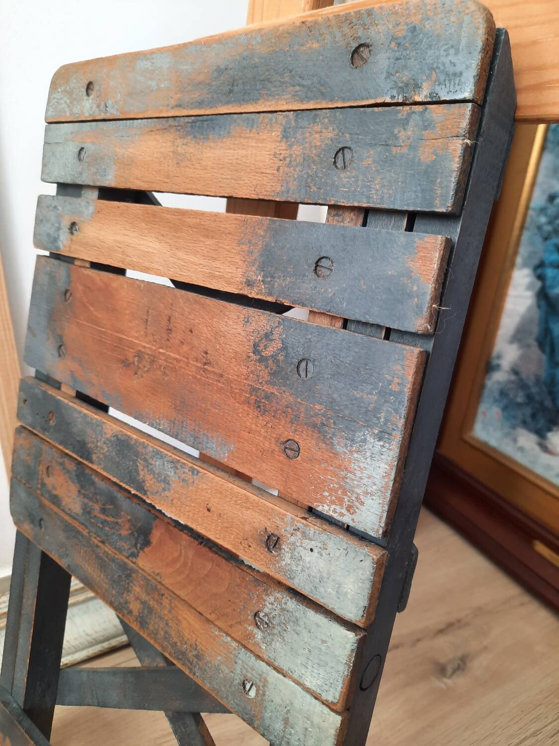 Antique wooden folding stools for painter