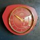 Vintage formica clock silent wall clock "FFR crimson red"