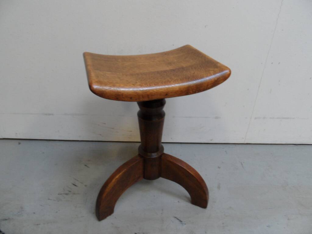Tabouret de piano vintage en chêne des années 1930