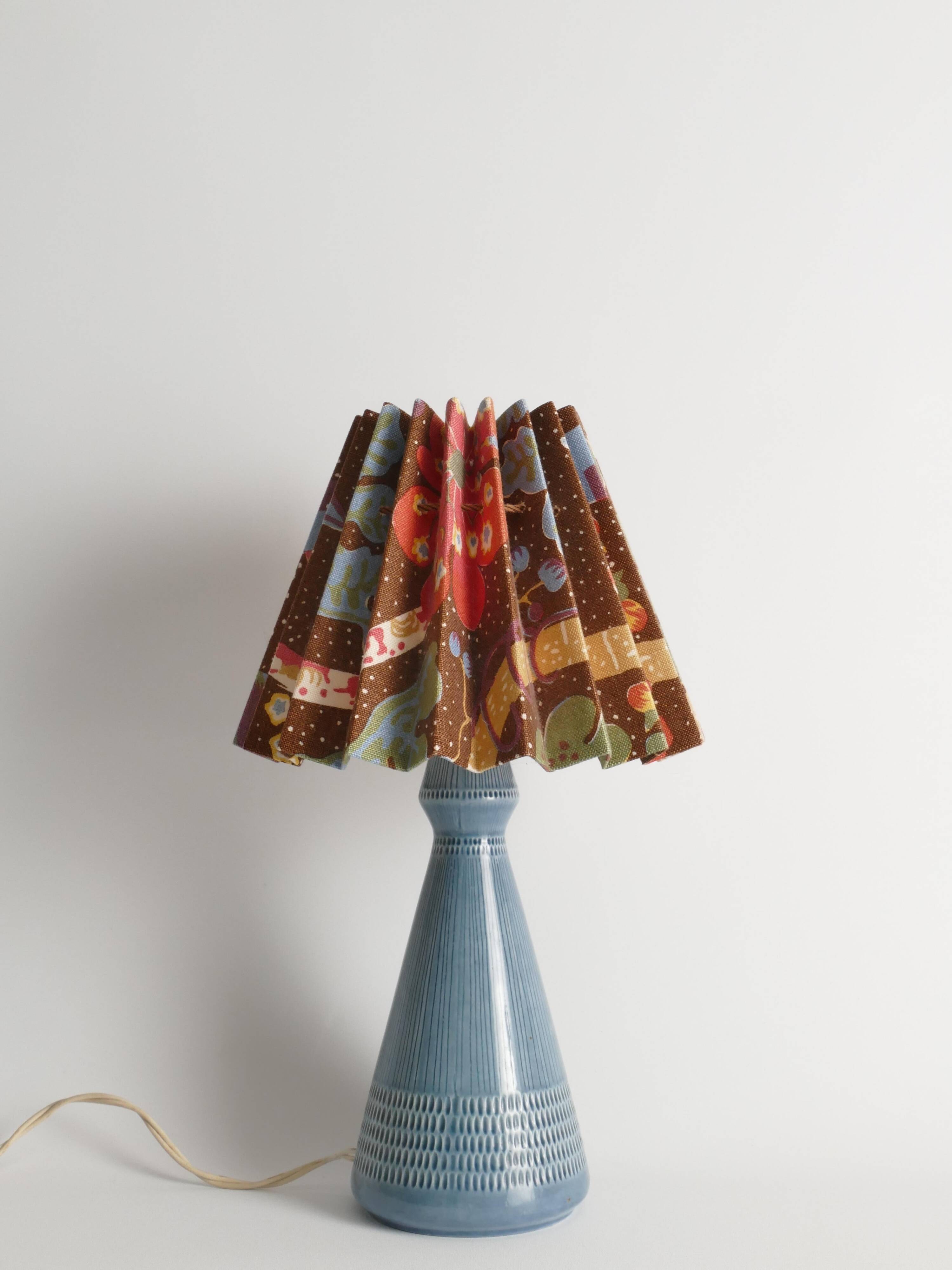 Dusty Blue Ceramic Table Lamp by Rörstrand, Sweden 1980s