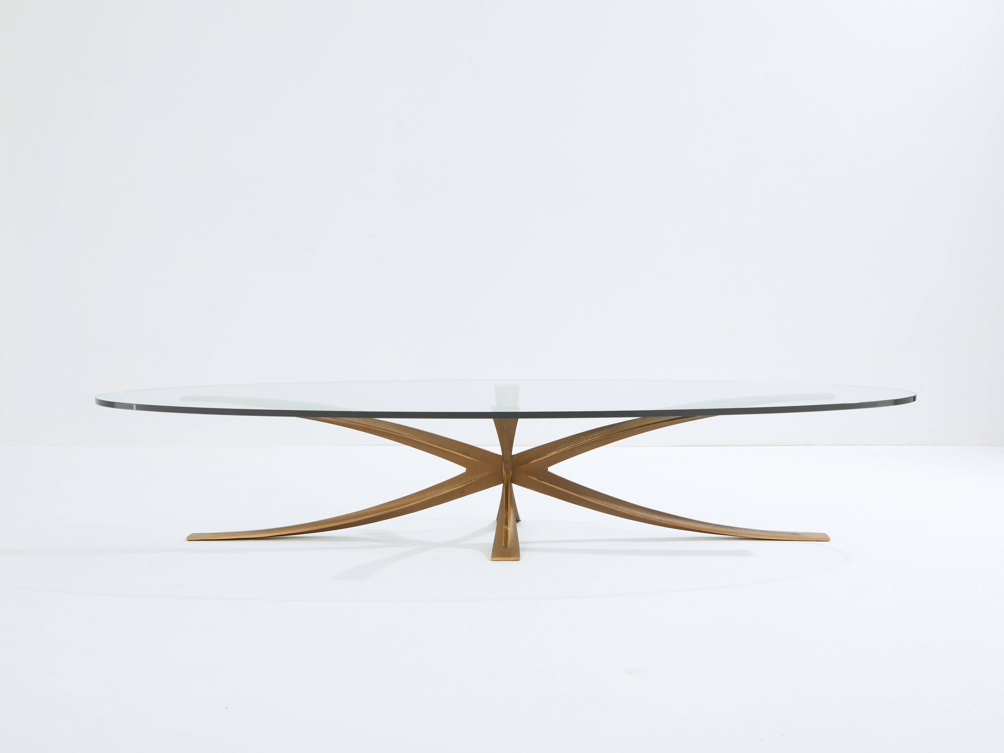 Large bronze coffee table by Michel Mangematin circa 1962