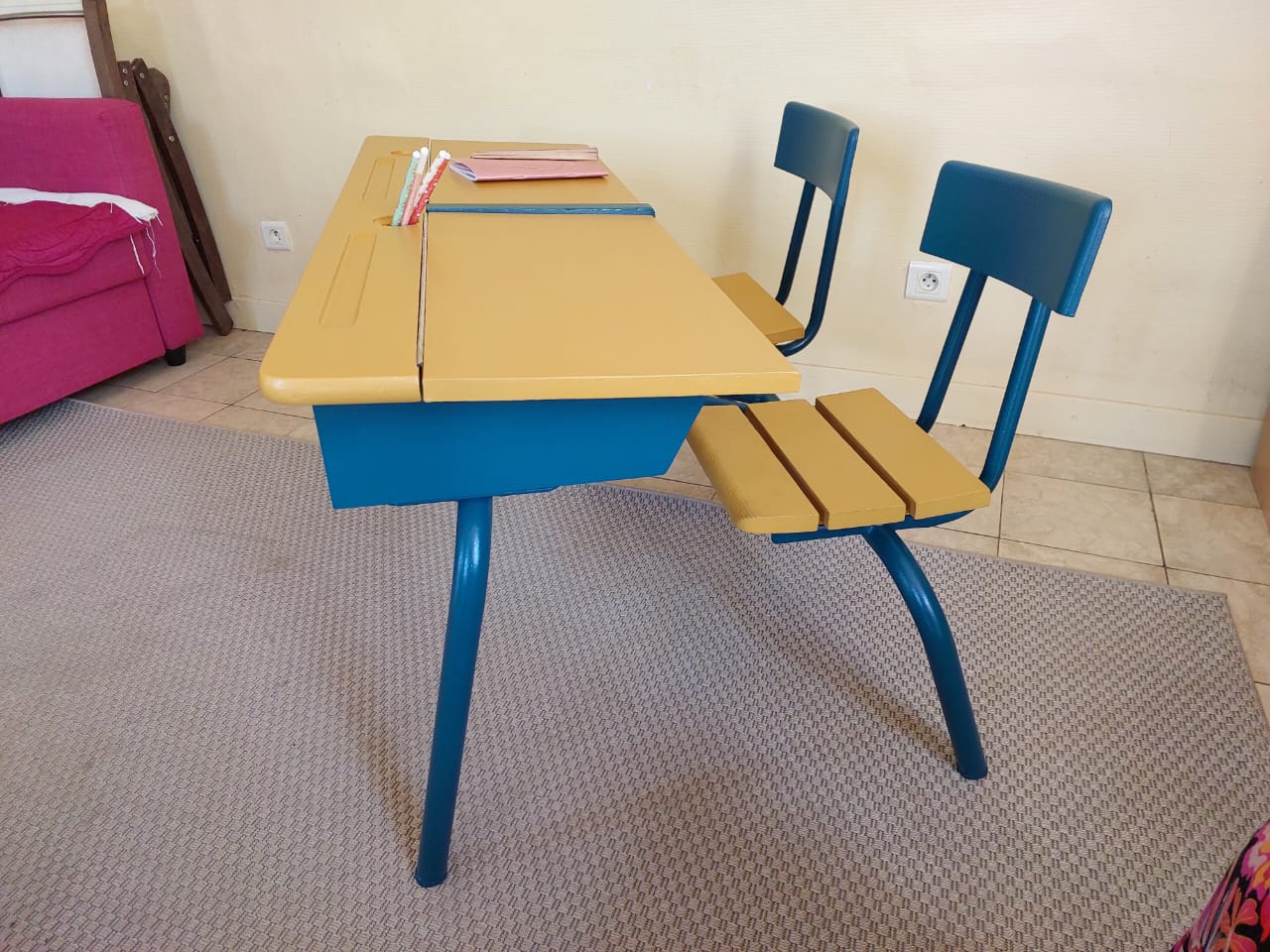 Bureau d'écolier Vintage restauré
