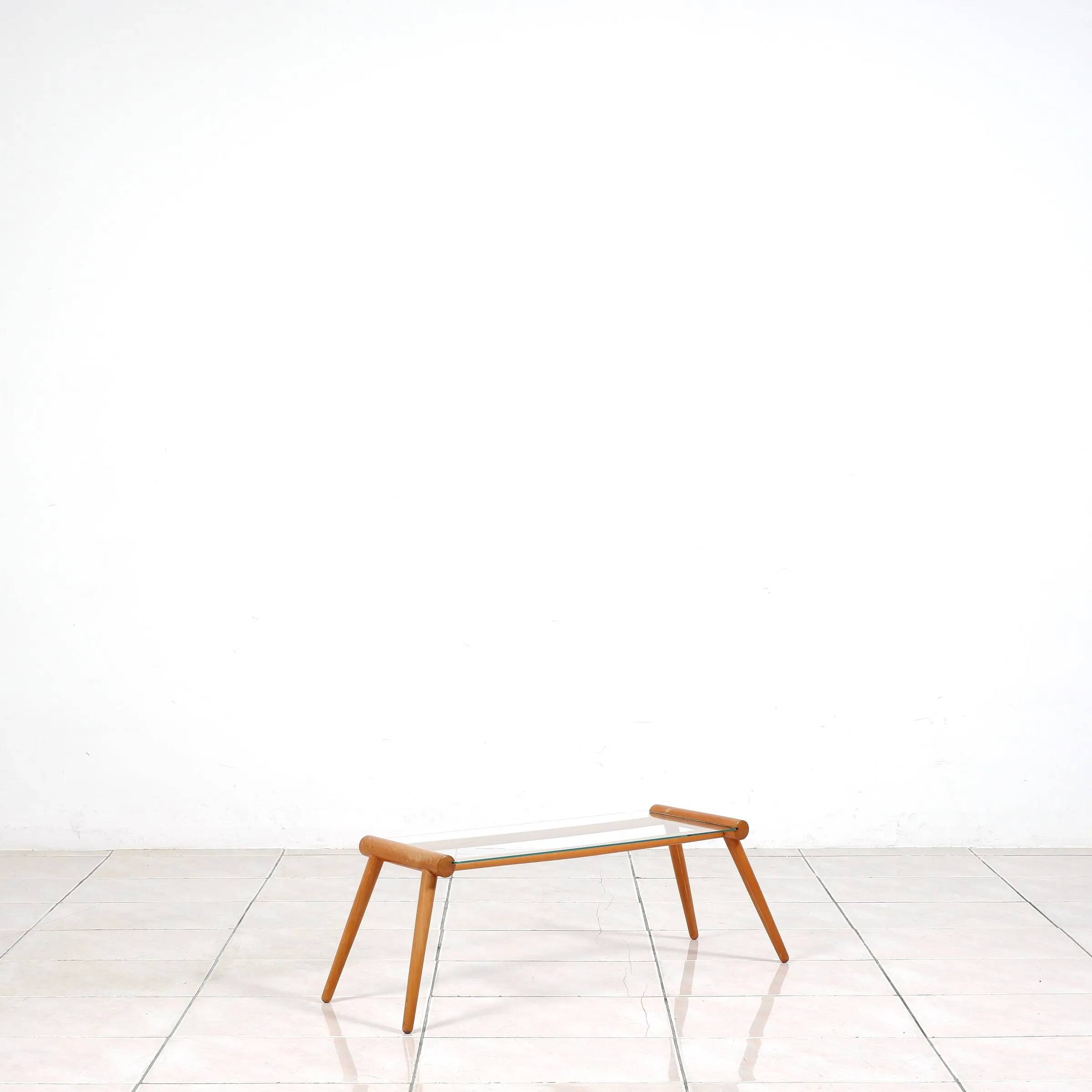 Side table by Max Kment in walnut / glass