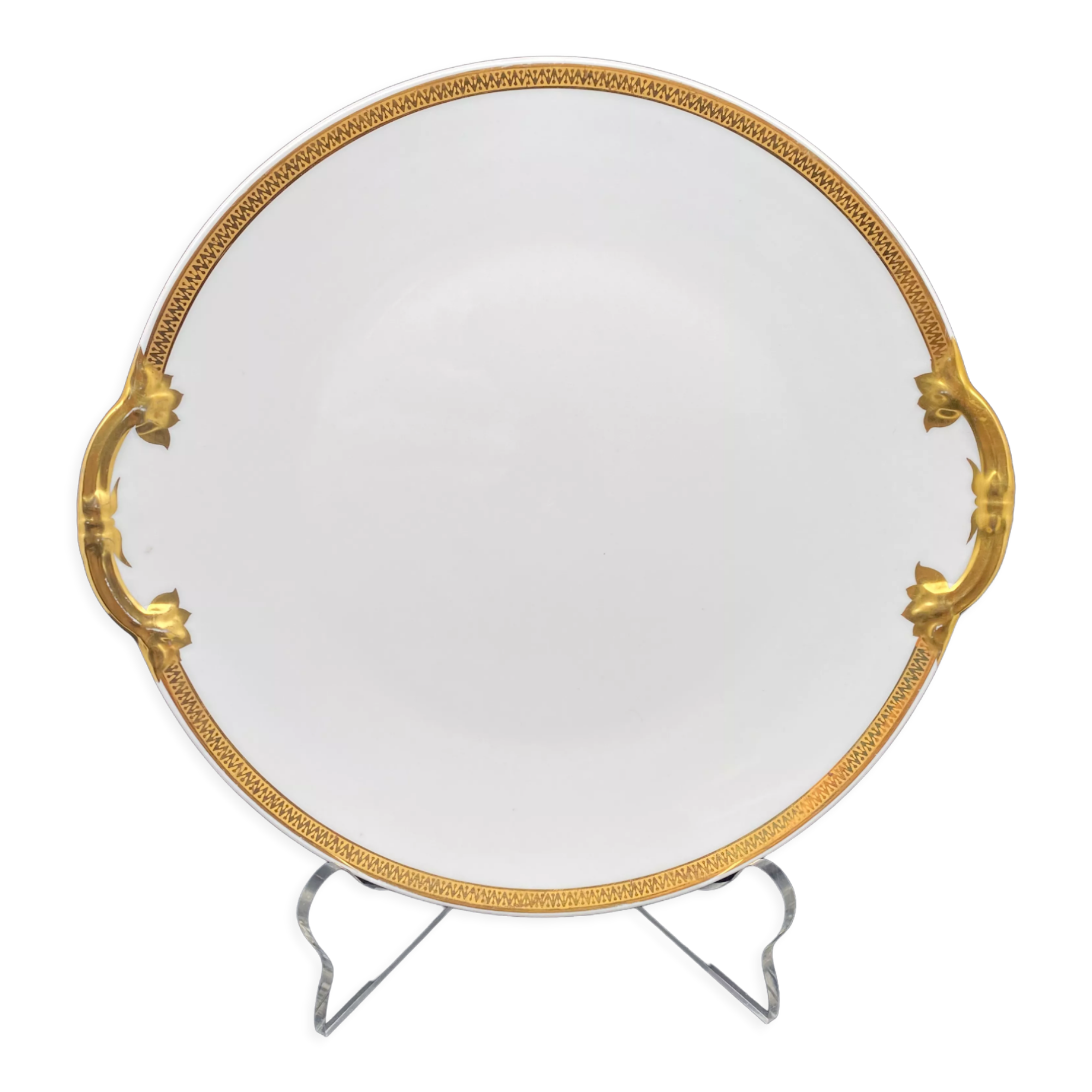 Serving dish with cakes Limoges gold edging