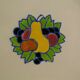 Service 6 flat plates faience Boch La Louvière enamels decoration fruits Art Deco