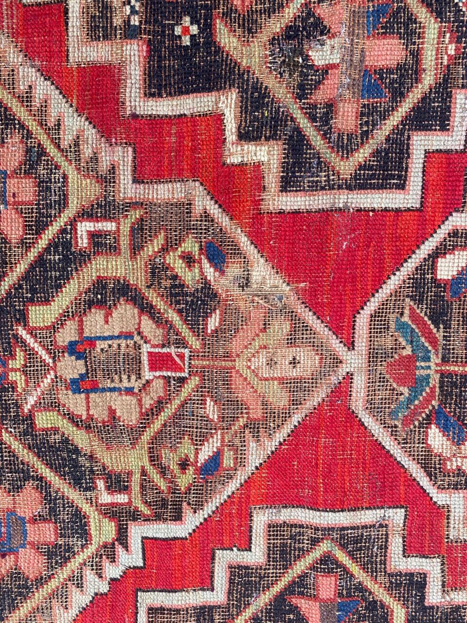 Ancient Caucasian carpet Karabakh handmade 115x270 cm