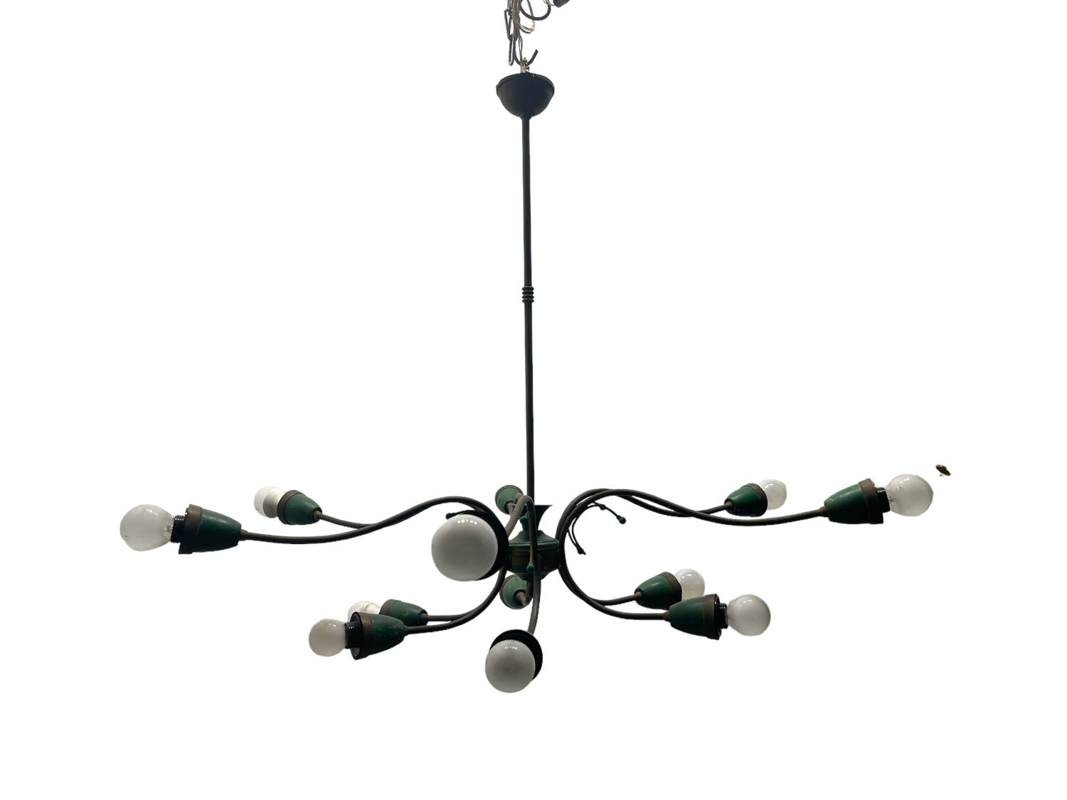Italian Bronze Green Chandelier 1950’s