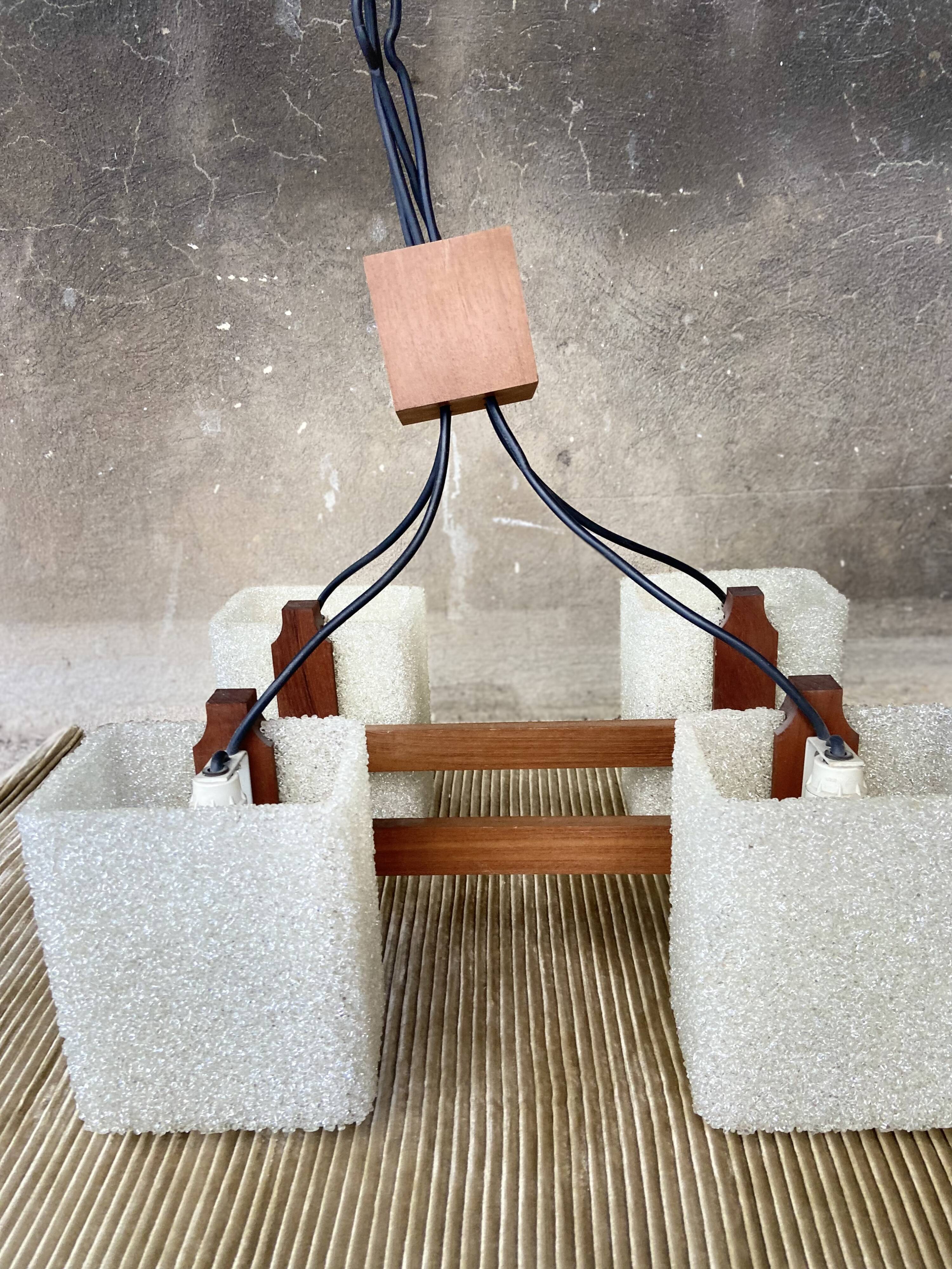 Scandinavian teak pendant chandelier