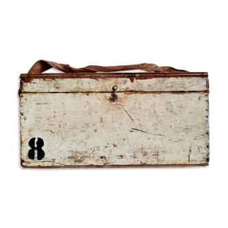 White patinated antique wooden chest