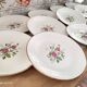Lot de 12 assiettes plates en porcelaine de Gien France modèle pompadour