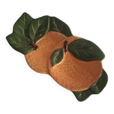 Ravier en barbotine trompe œil orange.
