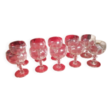 Series of 10 glass cups