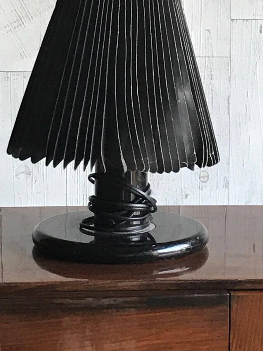 Black metal desk lamp with paper shade in Mid-Century style - 1950s, Czech Republic
