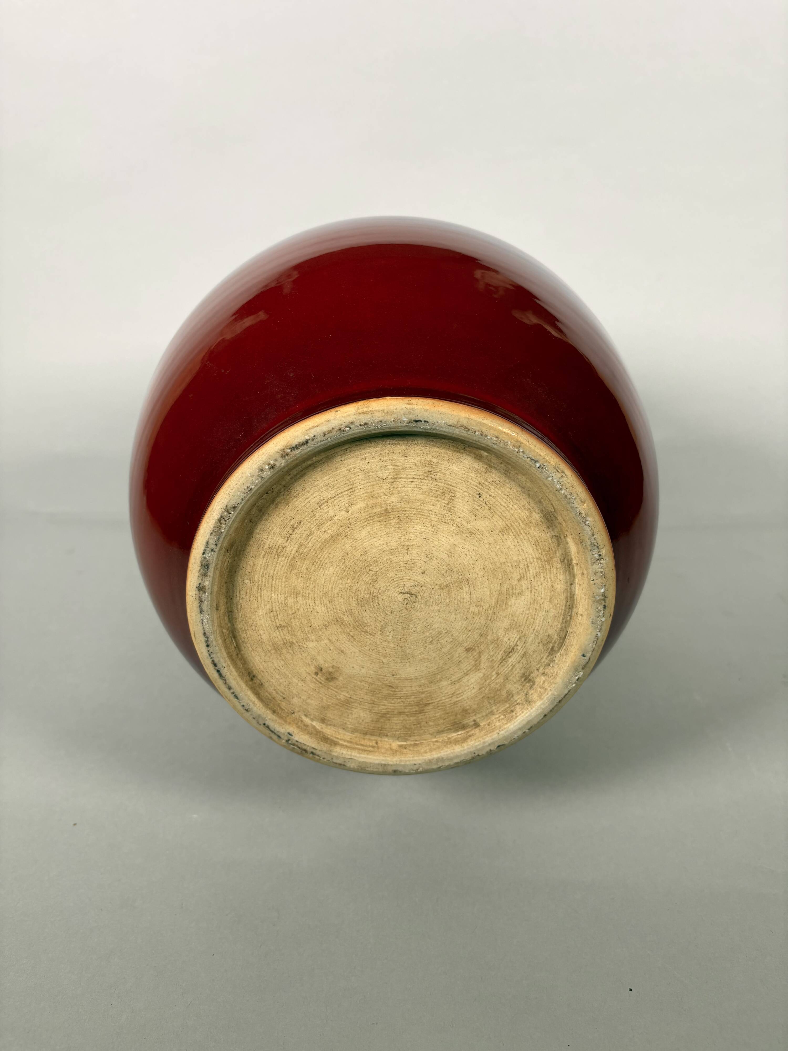 Large red porcelain vase "Ox Blood" - China Qing. 19th century
