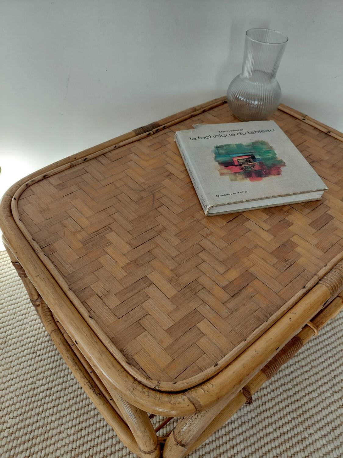 Vintage rattan coffee table from the 70s - organic lines, Riviera spirit.