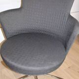 Vintage swivel armchair in gray fabric by axelson for garnas 2014 sweden