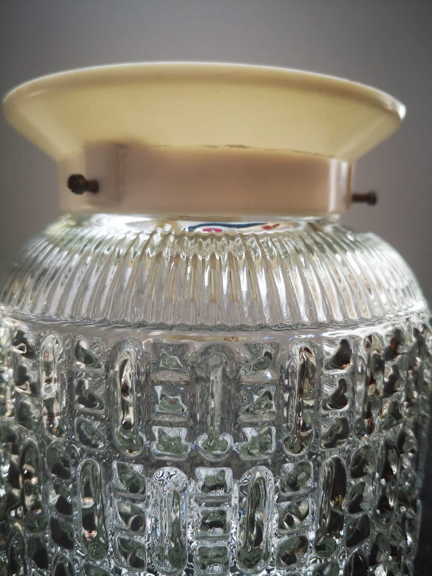 Old ceiling lamp lamp vintage white glass diamond tip ø 14 cm 100% 1970 vintage