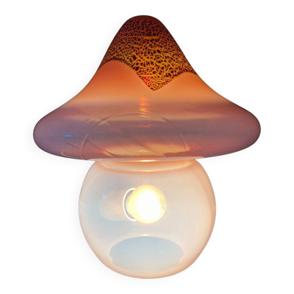Lampe de table champignon en verre Signé Murano Vetri Italy 70's mushroom l