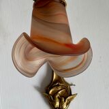 Old wall lamp in gilded bronze and tulip glass paste Art Nouveau
