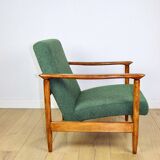 GFM-142 armchair, design by Edmund Homa from the 70s, green boucle - 2 pieces available