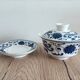 Gaiwan traditional chinese tea set in blue and white porcelain