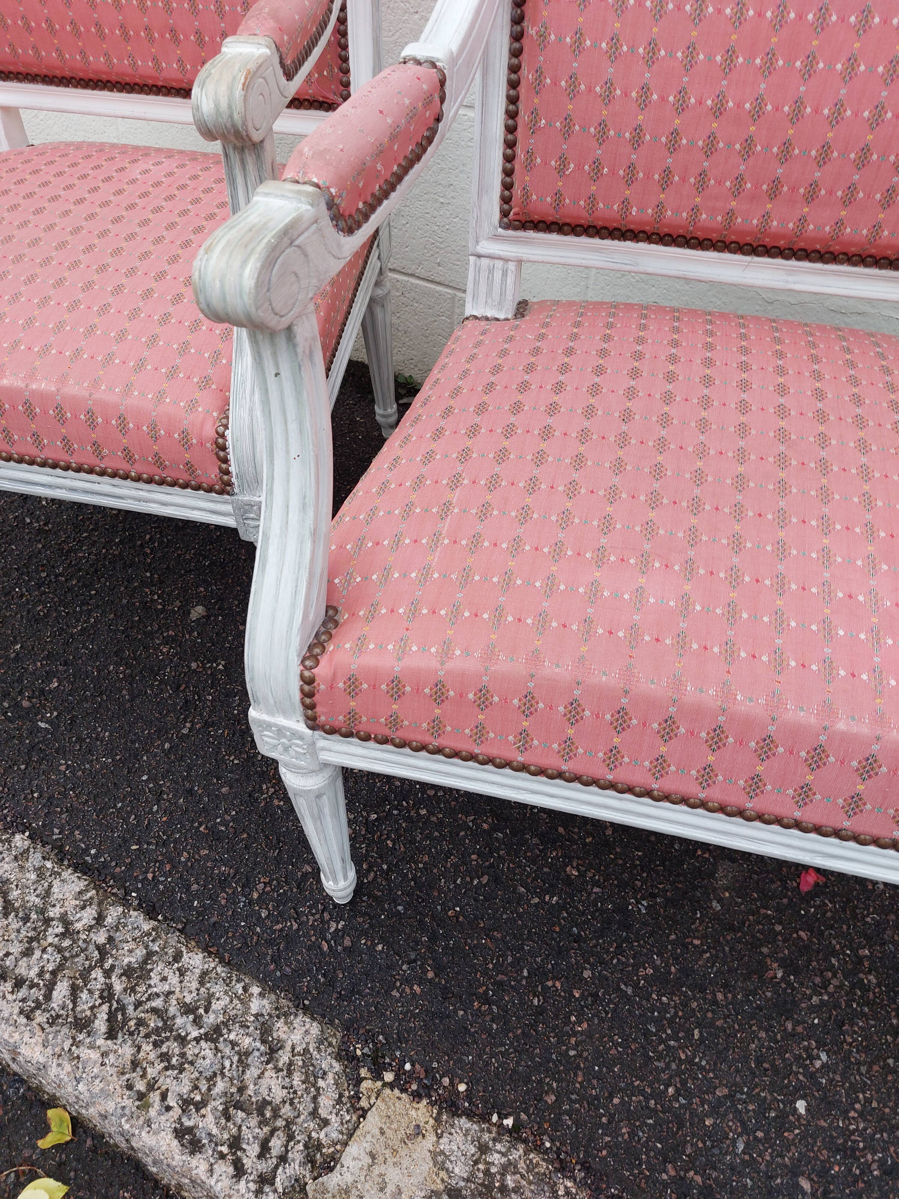 Pair of Louis XVI style armchairs