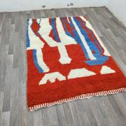 Off-white Moroccan rug with colorful patterns, 200cm x 300cm
