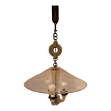 Lustre à 3 feux en verre de Murano et laiton doré  1940.