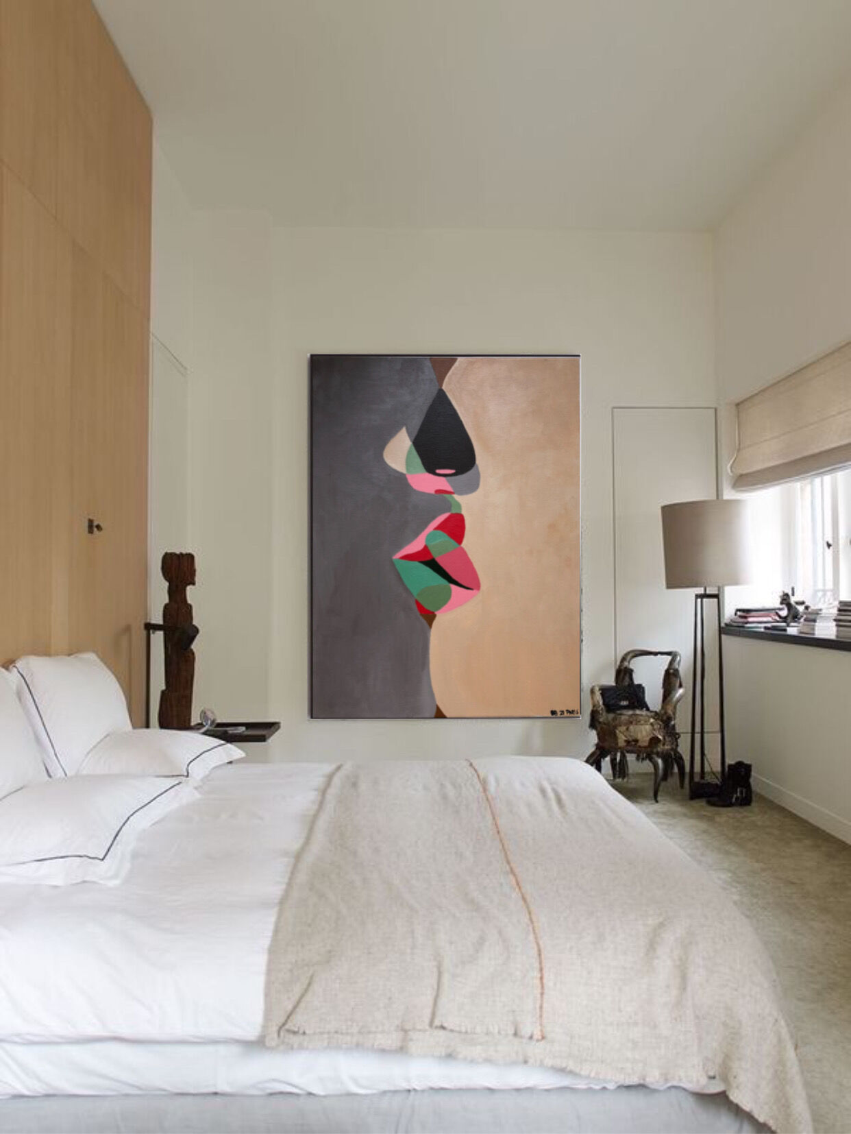 Abstract acrylic painting Kiss 100x81 by Bodasca