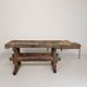 Wooden industrial workbench with vice, 194 cm long, 1930s.