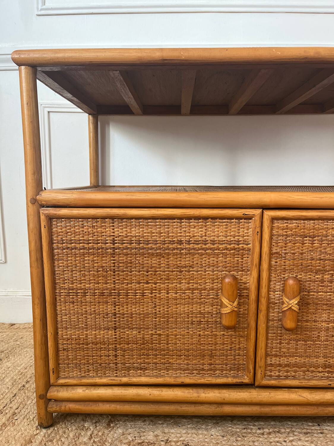 Bamboo and rattan sideboard, 1980s