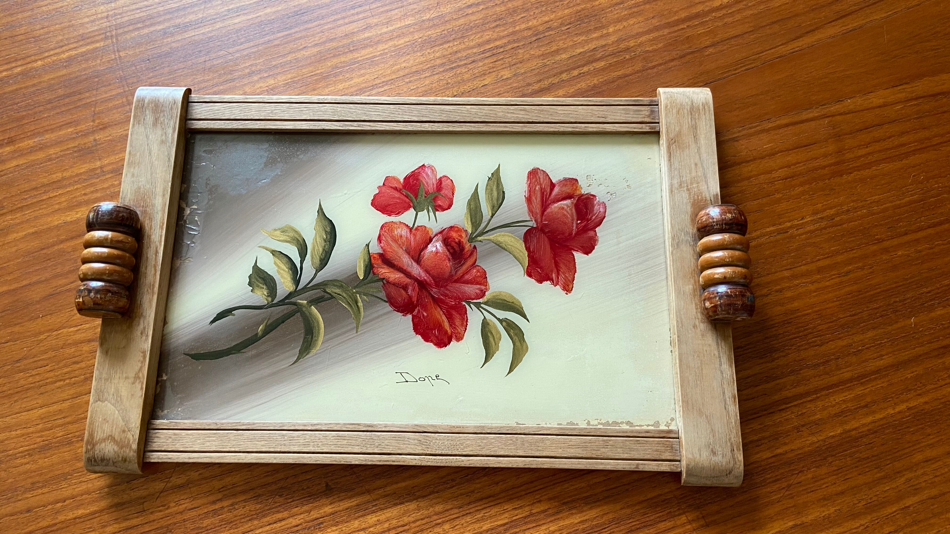 Art deco tray 1930 flowers