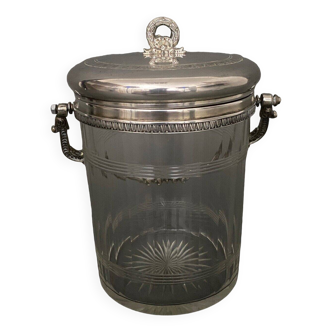 1900 cookie bucket in cut crystal and silver-plated metal